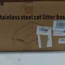 Stainless Steel Litter Box with High Sides, XL High Sided Cat Litter Pan, Open Top Extra Large Metal Cat Litter Box, Non-Stick, Odor Free, Leakproof, Scoop Included, Gray