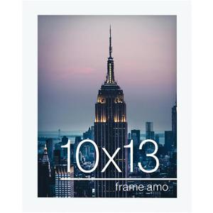 Frame Amo 10x13 White Modern Picture Frame, 1 inch Border, Acrylic Front, for Wall or Table