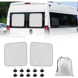 Rear Door Window Sun Shade Compatible with Ram ProMaster 2014-2025, Aluminum Film Rear Door Window Sunshade Cover, UV Protection & Privacy Window Shield Cover for ProMaster 2014-2025 Van Accessories