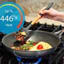 Silicone Cooking Utensils Set 6 Piece Heat Resistant up to 480F, BPA Free & Non-Scratch Kitchen Tools with Natural Wood Handles, Dark Gray