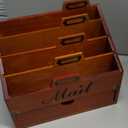 Wood Mail Organizer Countertop, Desktop Mail Organizer with 4 Compartments and Drawer, Mail Holder File Organizer Wall Mount, Desk Accessories & Workspace Organizers, File Paper Holder