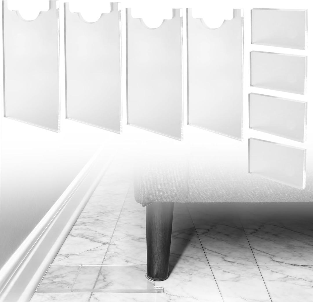 4-Piece Couch Wall Spacer, Clear Acrylic Bed Stoppers to Prevent Sliding, Furniture Wall Protector for Sofa, Headboard and Cabinet, Transparent Bumper to Keep Space for Outlets