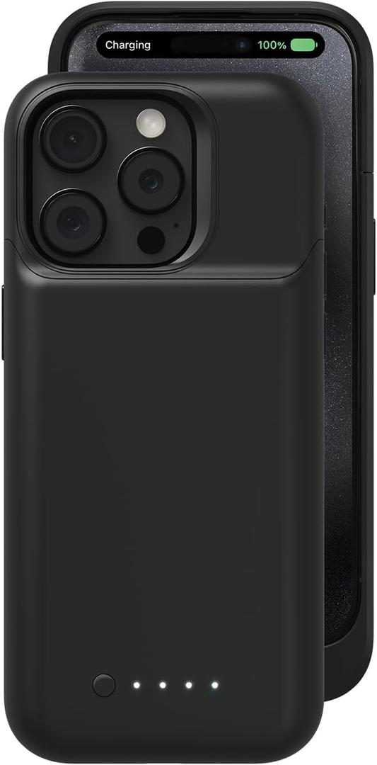 Mophie Juice Pack iPhone 15 Pro Battery Case - Legendary Power & Protection - Up to 50% Extra Battery, 6ft Drop Safety, Eco-Friendly Design, Black