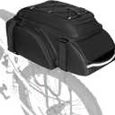 Smasrob Bicycle Bags for Bikes Rear Rack, Convetible Bike Trunk Bag, Black | Double Shoulder Straps and Night Reflective Strips, for Cycling, Commuting, Travel and More