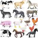 15 Pcs Mini Figures Toys Realistic Farm Animal Figurines, Plastic Learning Educational Playset Animal Themed Party Supplies Cake Topper Ornaments for Easter Egg Birthday Christmas