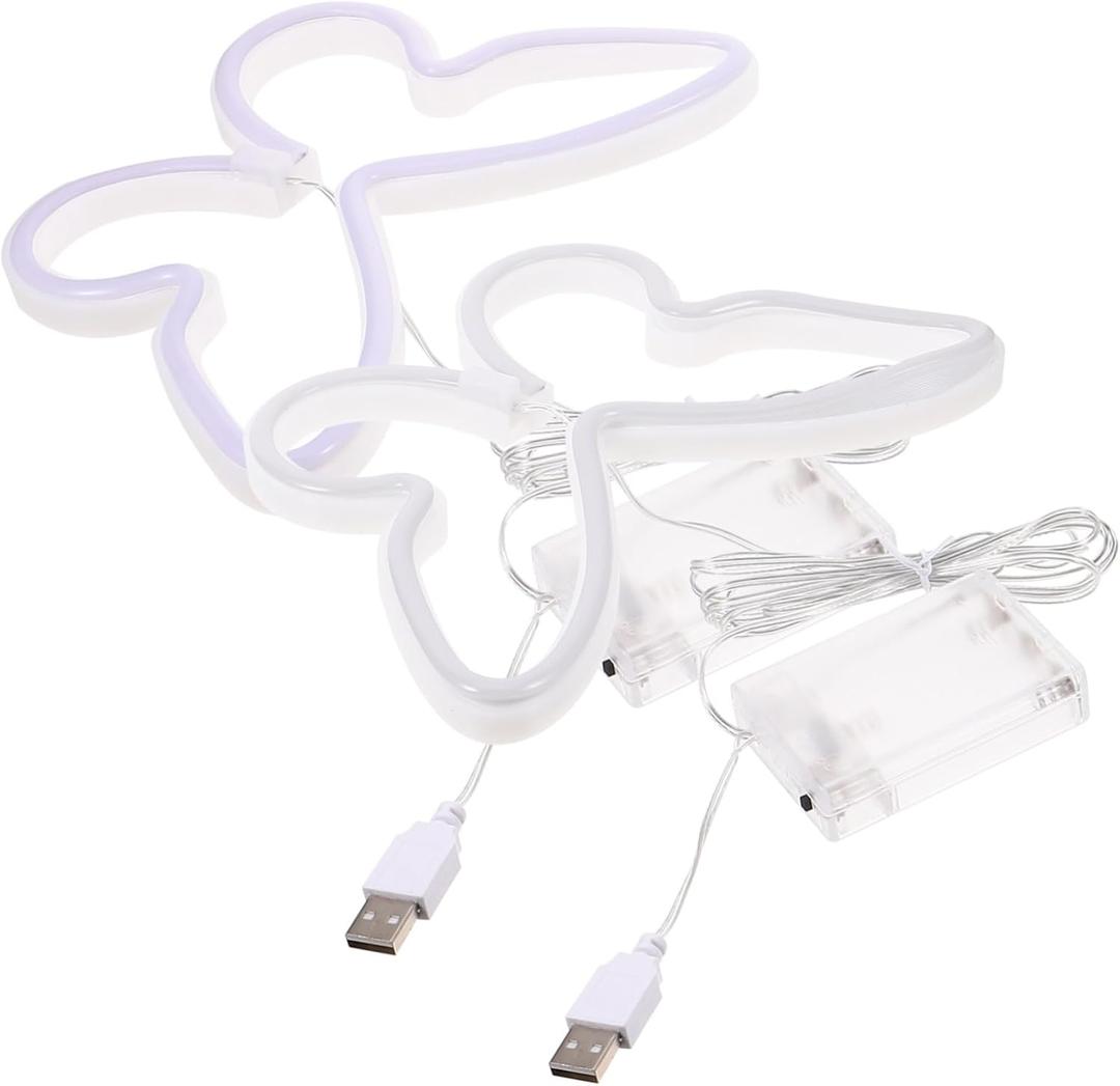 COOLHIYA 2pcs 2pcs Butterfly Neon Light Wall Decor LED Neon Sign for Bedroom Nursery Blue Pink LED Night Lamp Decorative Butterfly Shaped Glow