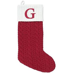 St. Nicholas Square Red Cable Knit Monogram Christmas Stocking, 21-Inch (Letter G)