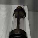 Alpine Corporation ILT102HH-S-GD Gold Metal & Glass Lantern with Warm White LED Light, LED Patio Light, 17" H, Small, Gold