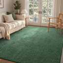 FinRec 4x6 Washable Area Rugs for Bedroom Living Room, Low Pile Thin Rug Solid Color, Non-Slip Carpet Indoor for Home Decor (Green/White)