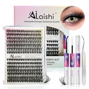 Lash Clusters Kit, DIY Cluster Eyelash Extensions 9‑16mm, 30D+40D, 280pcs Fluffy D Curl Natural Lashes with Lash Bond and Seal, Tweezers–Waterproof Fake Cat Eye Wispy Individual Clusters(16MIX1-1-S)