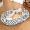 Human Dog Bed 74x50,Memory Foam Waterproof Liner Lounger,Brown Grid
Oversized memory foam bed for people & pets, waterproof washable cover, non-slip.