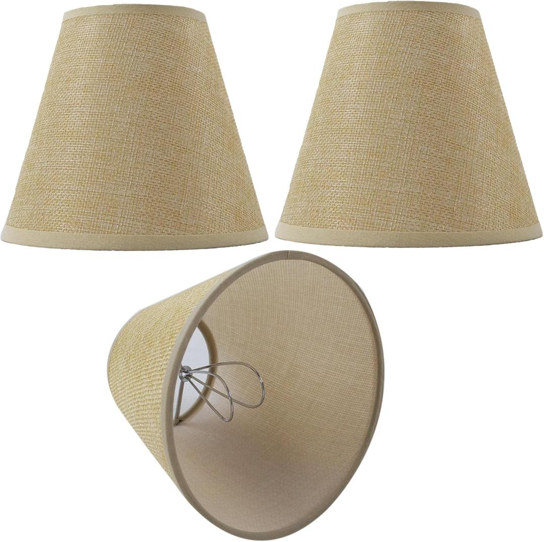 Small Lamp Shade Chandelier Shades Set of 3Fabric Lampshade for Wall LampChandelier ShadesSmall Table LampsFor Cutting Edge Bulbs, Clip-on Fitter Lampshade3" X 6" X 5"