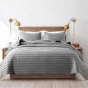 Oversized California Cal King Size Quilt Bedding Sets with Pillow Shams, Grey Lightweight Soft Bedspread Coverlet, Quilted Blanket Thin Comforter Bed Cover for All Season, 3 Pieces, 118x106 inches