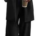 KIRUNDO Women Suits 2 Piece Set Business Casual Dressy Oversized Blazer Jacket and Wide Leg Dress Pantsuits Formal Outfits S