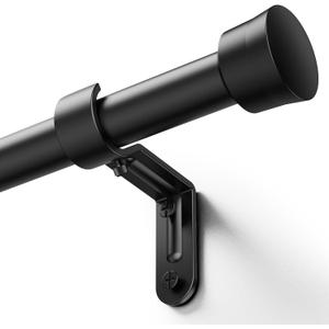 Yafex Curtain Rods 33-58 Inch, 6/8” Adjustable Black Curtain Rod for Windows, Fits 25”to 50” Window Widths, Splicing Metal Window Treatment Rods with Brackets, Easy Installation