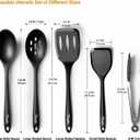 Silicone Cooking Utensils Set, Heat Resistant and large Non Stick Spatulas & Spoons for Kitchen, Ideal BPA Free Kitchen Turners for Frying, Mixing,Serving,Draining,Turning (5-Pack Utensil Set_Black)