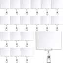 Epakh 20 Pieces Sign Clips Rotating Price Tag Clip Swivel Sign Holder for Handrails or Tubes with 20 Pieces Hard Card Sleeves PVC Card Protector for Shelves Store Supermarket(Sector Style)