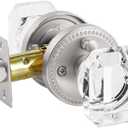Satin Nickel Square Door Knobs in Brushed Nickel and Crystal for Bedroom and Bathroom, 2 Pack