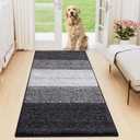 Smiry Dog Door Mat for Muddy Paws, Absorbs Moisture and Dirt, Low-Profile Entryway Mat with Non-Slip Backing, Entry Indoor Outdoor Doormat for Inside Floor (59x20 Inches, Black)
