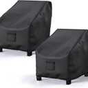 Patio Chair Covers for Outdoor Furniture Waterproof 2 Pack, Lawn Chair Covers 600D Heavy Duty Oxford Cloth, Large Covers for Lounge Lawn Deep Seat Black 38" W x 31" D x 29" H