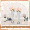 Rtteri 4 Pcs 20 Inch Tall Crystal Vase for Centerpieces Wedding Metal Crystal Trumpet Flower Vase Stand for Holiday Table Floor Wedding Banquet Celebration, Classic Elegance(Silver)