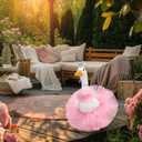4 Pcs Princess Porch Goose Outfit for 23" 17" Cement Lawn Goose Costume Crown Necklace Tutu Skirt Feather Trim for Princess Outdoor Garden Lawn Art Decor(Pink)