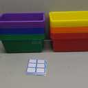 Hoolerry 24 Pcs Plastic Cubby Storage Bins Classroom Cubby Organization with Self Adhesive Labels Bin Small Stackable Storage Containers Toy Book Box for School(11.5 x 7.5 x 5 Inch,Colorful)