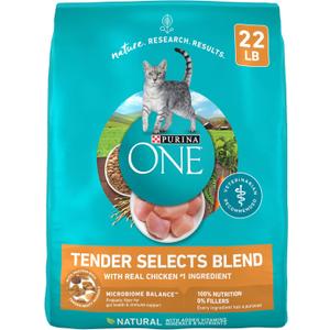 Purina ONE Natural Dry Cat Food, Tender Selects Blend With Real Chicken - 22 lb. Bag (22 Pound (Pack of 1))