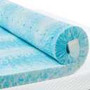 PERLECARE 3 Inch Twin Memory Foam Mattress Topper, Cooling Gel Infused Mattress Pad, Ventilated Bed Topper for Pressure Relief, CertiPUR-US Certified, Blue
