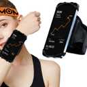 Wristband Phone Holder for Running,Forearm Armbands 360 Rotatable & Detachable Compatible with All 4.5-7 inch Cellphone for iPhone 16/15/14/Pro/ProMax/13/12/11/mini/XS/XR,for Workout Jogging (Black)