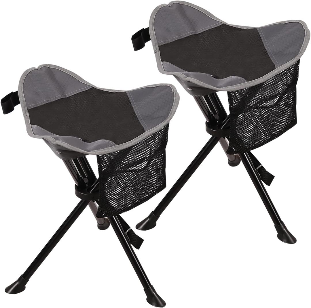 REDCAMP 2 Pack Folding Tripod Stools for Adults, Lightweight Portable Camping Stools for Fishing Hunting Backpacking Traveling, Black, Standard