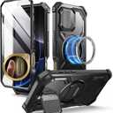 i-Blason Armorbox for iPhone 16 Pro Max Case MagSafe [Camera Control Button Cover] [Camera Cover Stand] [Military Protection] Full-Body Magnetic Phone Case with Built-in Screen Protector, Black