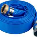 1-1/4" x 100' Heavy Duty Discharge Hose with NPT Pin Lug and Nipple Fittings, Reinforced BLue PVC Pool Backwash Hose, Connect To Pump and Pipe Threaded Outlet