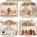 Little Dove Extra Large Kids Play Tent with Flags & Star Lights, Portable & Foldable Teepee, Bed Canopy for Boys & Girls, Indoor Outdoor JoyHut Dome Tent Playhouse, Birthday Gift, 59x39x59in, Brown