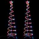 Macarrie 2 Pack 6 Ft Spiral Christmas Trees Outdoor Light Up Christmas Tree 125 LEDs Plug in Tree Decor Cone Tree Decoration with Star Tree Topper for Christmas Outside Yard Porch Home (Multi Color)