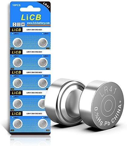 LiCB 10 Pack LR41 AG3 392 384 Battery,Long-Lasting & Leak-Proof,High Capacity 1.5V LR41 Coin & Button Cell Batteries for Digital Thermometer Ornament Hearing Aid Led Watch