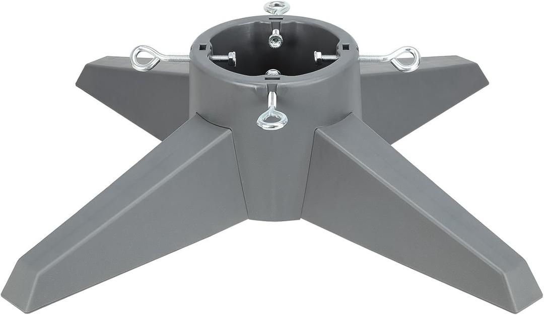 Christmas Tree Stand for Live Tree, Fits up to 8ft Real Tree, Sturdy Christmas Tree Holder with Spike for Real Tree, Xmas Tree Base Stand (Grey)