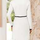 ZESICA Women's Fall Long Sleeve Bodycon Sweater Dress Crewneck Button Knit Color Block Party Mini Dresses (White, M)