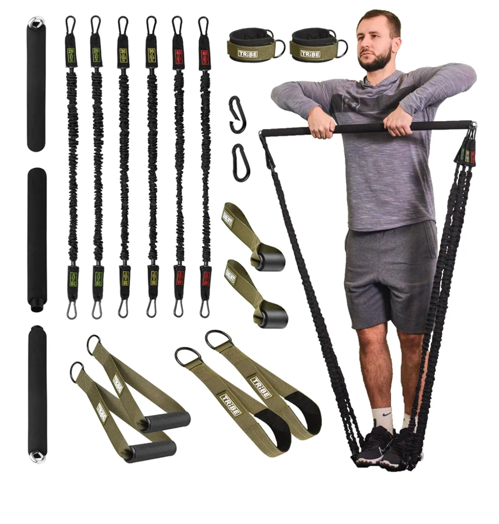 Tube Resistance Bands for Working Out Men and Women - Exercise Bands Resistance Bands Set, Resistance Band Bar,  Ankle Straps, Foot Straps and Door Anchor