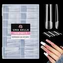 UNA GELLA Long Square Gel Nail Tips XXL: Pre shaped Full Cover Gel Tapered Square Straight Nail Tips 120PCS for Fake False Nails Extensions 12 Sizes DIY Press On Nails No Need File
