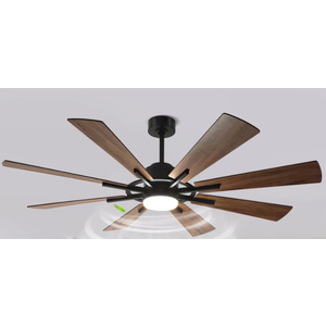 Depuley 60" Large Ceiling Fan With Lights And Remote Control, 8 Plywood Blades Ceiling Fan With Remote 5-Speed Reversible DC Motor Ceiling Fans For Farmhouse Living Room Bedroom Outdoor Patios, Black Brown/Walnut