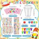 210 Pcs Back to School Stationery Gifts Welcome to School Gift Card First Day of School Stamp Pencil Sharpener Eraser Sticker Cup with Lid for School Classroom Party Exchange Gift Supplies