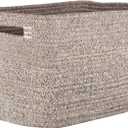 Storage Baskets for Organizing, 14 x 10 x 9 Closet Shelf Woven Baskets, Square Bins with Handles, Cotton Rope Basket for Toys, Clothes, Office, Room, Brown 1 Pack
