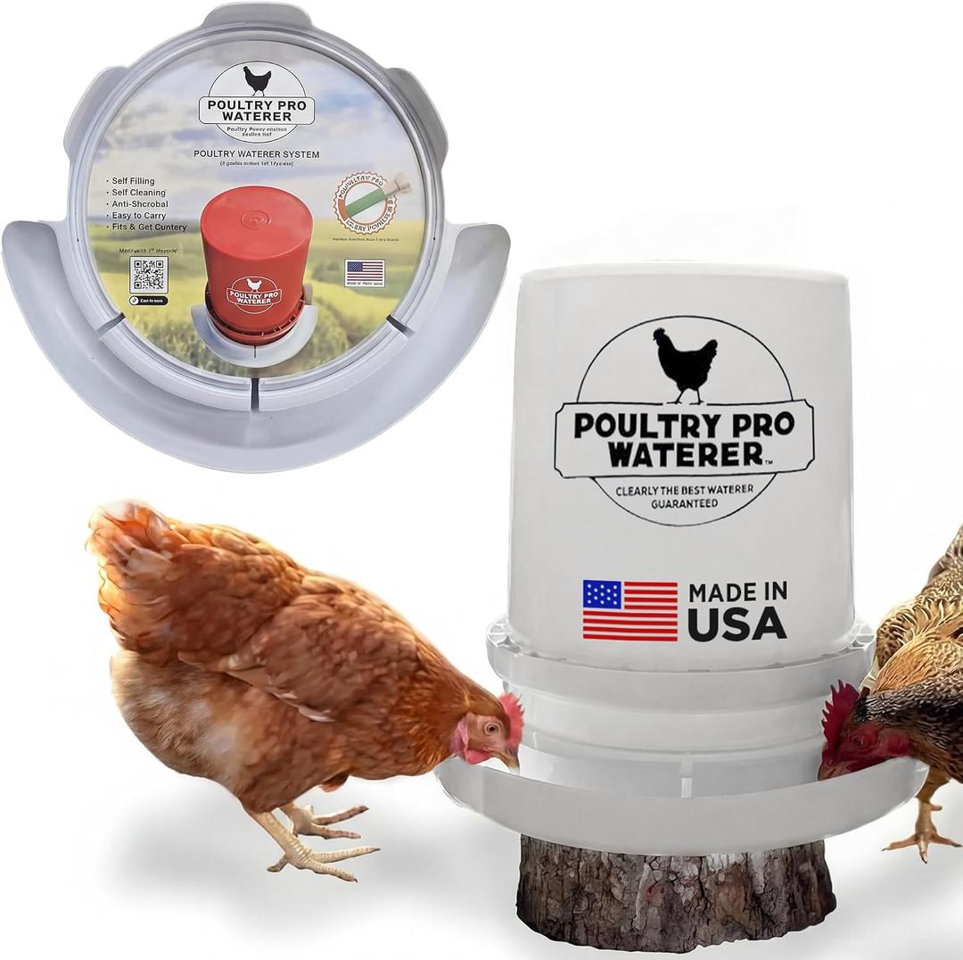 Poultry Pro Chicken Waterer - DIY Poultry Waterer 5 Gallon Bucket for Coop, Hands Free Gravity Feeder for Chickens, Ducks, Pigeons & Birds, Fits All Standard 5 Gallon Buckets (Bucket NOT Included)