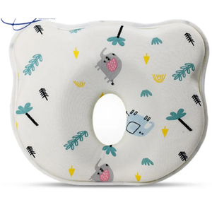 Memory Foam Baby Pillow,Cute Cartoon Bear Soft and Cozy Pillow, Breathable Bedding Set for Infants for Small Boys and Girls Prevent Flat Head (Light Blue)