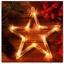 Beaupretty 8 LED Star Lights, Christmas Hanging Window Lights with Suction Cup Battery Operated, Xmas Lights for Indoor Bedroom Decoration, Warm White