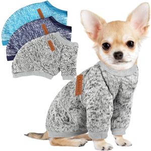 3 Pack Dog Sweaters for Small Dogs Girl Boy Winter Fleece Clothes Warm Soft Dog Sweatshirt Outfit for Dogs Cats Pet Apparel, Size: XXS (Back: 7.8", Chest: 11.8", 2.2-3.5 lbs)