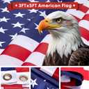 16FT Telescoping Flag Pole Kit, 14 Gauge Heavy Duty In Ground Telescopic Flag Poles with 3x5 American Flag, Outdoor Old Glory Flagpole Kits for Outside, Yard, Residential or Commercial