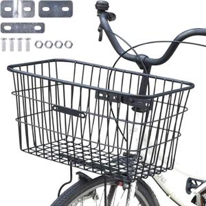 Japard Bicycle Basket for Adult Bikes Dogs, Extra Wide 20 inch Front Handlebar Large Metal Heavy Duty 10 inch Deep Larage Capacity Hardware Not Included, Black