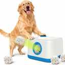 Automatic Dog Ball Launcher, Auto/Manual Paw-Activated Dog Ball Thrower, 3 Adjustable Distances Rechargeable Interactive Dog Toy, Indoor Outdoor Self Play Pet Toy with 4 Chew-Resistant Balls
